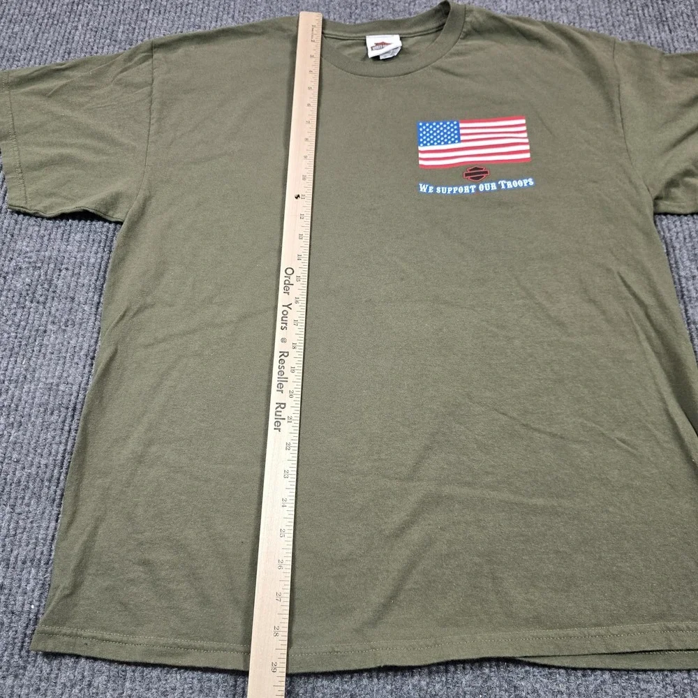 Harley-Davidson Shirt Mens XL Green Flag‎ We Support Our Troops Timms SC